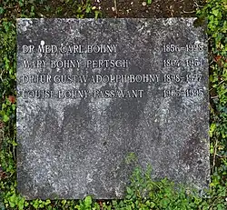 Gustav Adolf Bohny (1898–1977), Jurist, Notar, Präsident des Schweizerischen Roten Kreuzes (SRK). Grab auf dem Friedhof Wolfgottesacker, Basel