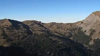 Hählekopf, Berlingersköpfle, Ifersgunthöhe und Hoher Ifen aus Südosten vom Östlichen Ochsenhofer Kopf