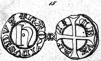 Halb-Pfennig-Münze Håkon Magnussons in seiner Zeit als Herzog.