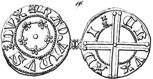Pfennig-Münze Håkon Magnussons in seiner Zeit als Herzog (um 1290).