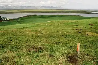 Blick vom Fuße der Dyrfjöll auf die Bucht Héraðsflói