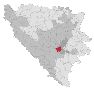 Lage der Gemeinde Hadžići in Bosnien und Herzegowina (anklickbare Karte)