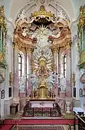 Der Altarraum der Wallfahrtskirche Hafnerberg