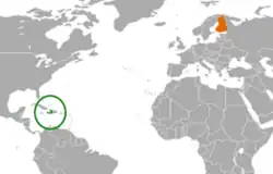 Lage von Haiti und Finnland