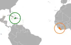 Lage von Haiti und Liberia