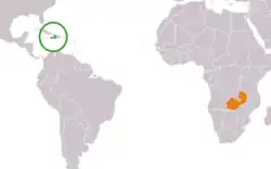 Lage von Haiti und Sambia