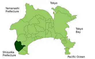 Lage Hakones in der Präfektur