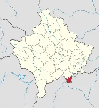 Lage der Gemeinde Han i Elezit im Kosovo (anklickbare Karte)