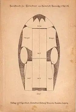 Die Abbildung zeigt, „in welcher Weise von einem mittleren Fell 3 Muffen 1 Kragen und 1 Mütze ungefähr zu gewinnen sind.“