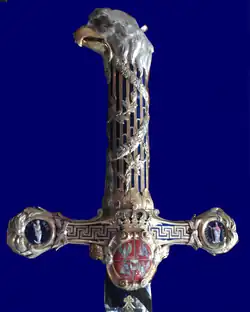 Griff des zeremoniellen Schwertes von Stanislaus II. August Poniatowski mit dem Wappen der Königliche Republik der Polnischen Krone und des Großfürstentums Litauen, 18. Jahrhundert