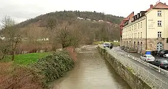 Nordspitze des Eselwerder, im Hintergrund der Questenberg, rechts der Alte Packhof