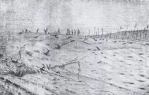 Skizze: 'Die Gießeler Höhe' für das IR 162