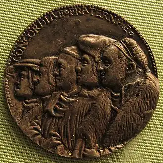Fünf Brüder Pfinzing, Medaille von Hans Schwarz, 1519