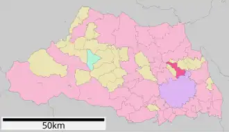 Lage Hasudas in der Präfektur