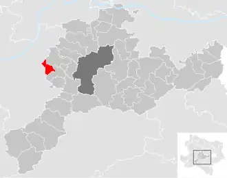 Lage der Gemeinde Haunoldstein im Bezirk St. Pölten-Land (anklickbare Karte)