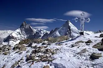 Blick auf Matterhorn und Dent d’Hérens von der Tête Blanche (2008)