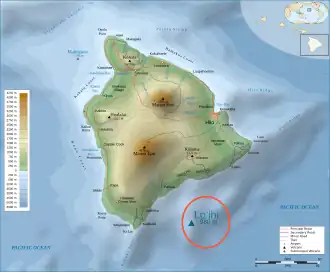 Karte des Kama‘ehuakanaloa vor der Insel Hawaiʻi