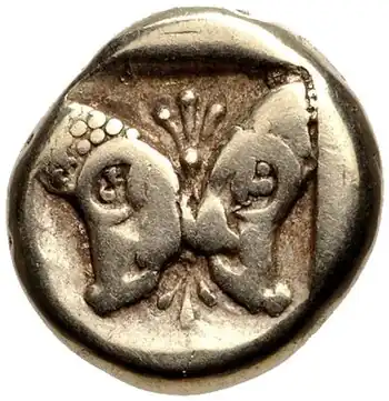 Münze aus Mytilene, ca. 454-427 v. Chr. geprägt