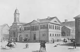 Domkirche St. Eberhard, Vellnagel-Haus, Danneckerei und Hoftheater, 1813. → Bildkommentar