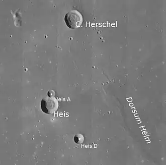 Heis und C. Herschel mit Dorsum Heim (LROC-WAC)