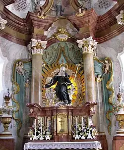 Detail: Hochaltar der Wallfahrtskirche St. Ottila in Hellring