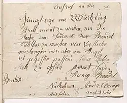 Aufruf an die Jünglinge von Würtzburg, Androhung der Ermordung von Sebald Brendel, ohne Datum[15]