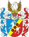 Wappenvariante Szembek (Schönbeck), rechts das Wappen von Miasteczko Krajeńskie