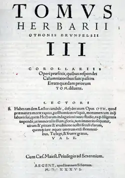 Band 3: Tomus herbarii Othonis Brunfelsii III (1636)