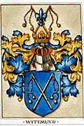 Im Wappen der Herrschaft Wittmund, herrührend vom Häuptling Hero Omken