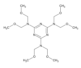 Strukturformel von Hexamethoxymethylmelamin