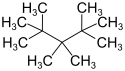 Strukturformel von 2,2,3,3,4,4,-Hexamethylpentan, einem Isomer von Undecan