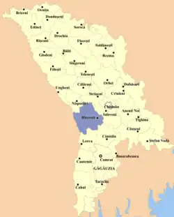 Karte von Moldawien, Position von Hîncești hervorgehoben