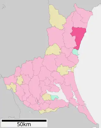 Lage Hitachis in der Präfektur