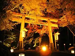 Torii am Momiji Matsuri Abend (Ahorn Festival)