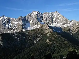 Hochkarspitze (links) und Wörner von Norden