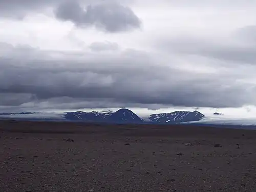 Hofsjökull, Múlajökull links und Þjórsárjökullgletscher rechts