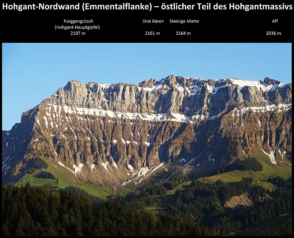 Hohgant-Nordwand (Emmentalflanke hinter Schangnau) – östlicher Teil des Hohgantmassivs