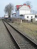 Ehemaliges Bahnhofsgebäude an der Bahnstrecke Delmenhorst–Hesepe der NordWestBahn