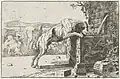 Ein Hund am Brunnen, aus: Zoographiam, 1656