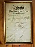 1881, Honorarurkunde: Friedrich, Großherzog von Baden an Adolf Heer