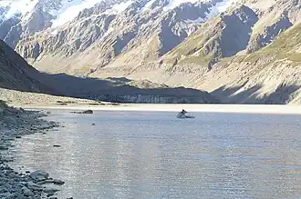 Hooker-Gletscher vom Lake Hooker aus gesehen