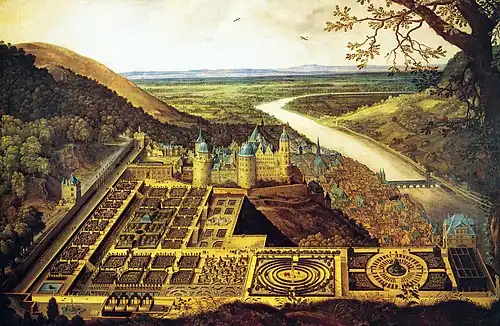 Garten am Heidelberger Schloss im Jahr 1620. Gemälde von Jacques Fouqier