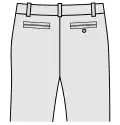 Hose mit doppelten Paspeltaschen (rechts zusätzlich Knopf)