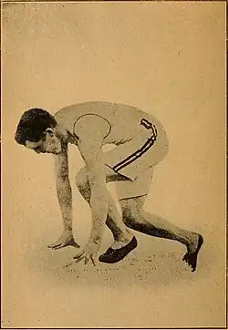 Lawson Robertson, Bronzemedaillengewinner im Standhochsprung und vermutlich auch Teilnehmer beim Standweitsprung, über 100 Meter auf Rang sechs