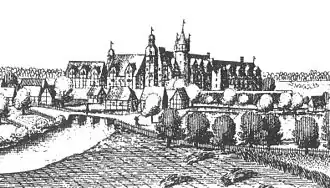 Merian-Kupferstich vom Renaissanceschloss Hudemühlen 1654