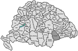 Lage des Komitats Hunyad