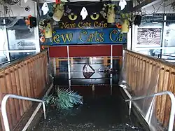 Überschwemmung eines Restaurants in New York, verursacht durch Hurrikan Sandy