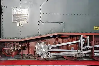 Triebwerk, Treibachse mit Doppel-Exzenter der Allan-Steuerung.