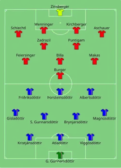 Aufstellung Island gegen Österreich