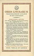 „Orbis Literarum“ (S. 1) mit 13 Reihentiteln (I.V. oN, 1925)